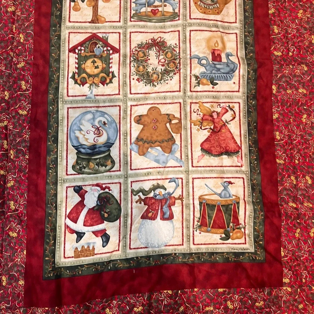 Nancy Halvorsen 12 Days of Christmas Quilted Wall Hanging Lap Quilt 35x52